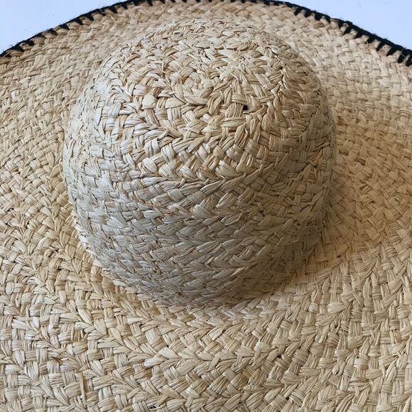 L*Space Beth Floppy Straw Sun Hat Womens OS Tan Brown Black Woven Beach Pool main image 8